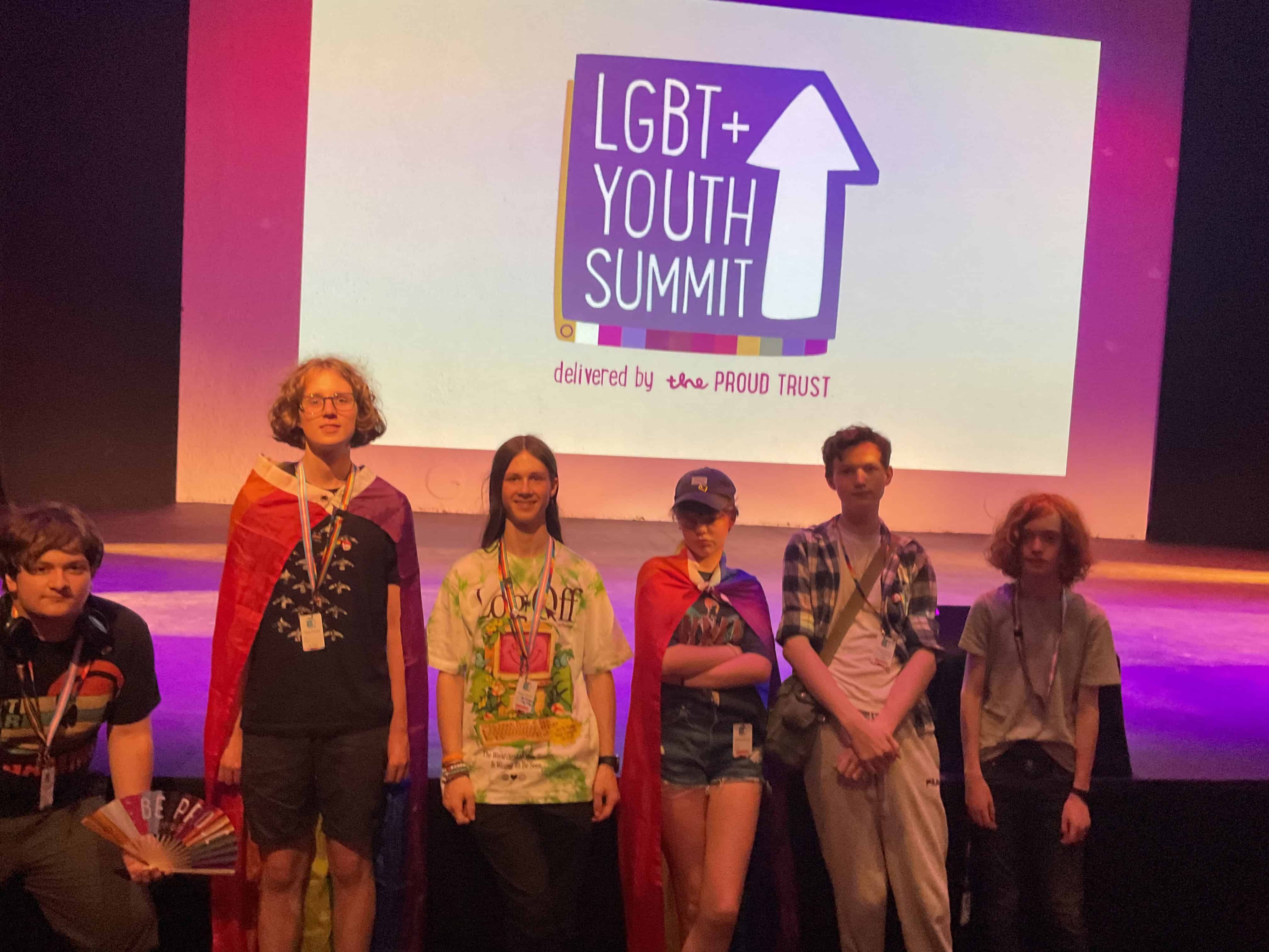 Priestnall School students stand in front of a board at the Proud Trust LGBT+ Youth Summit.